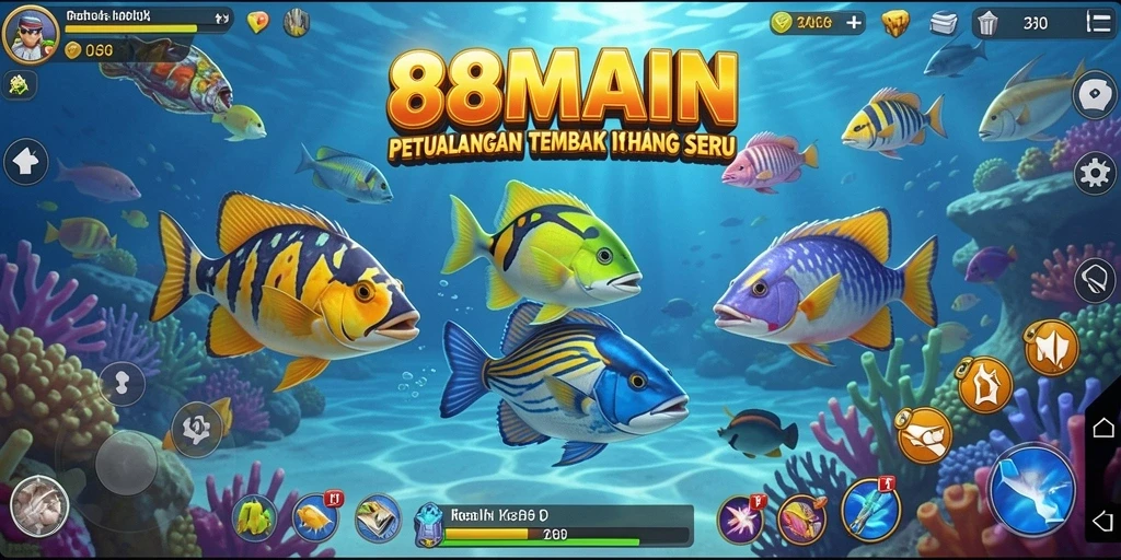Tampilan gameplay tembak ikan yang seru dan interaktif.