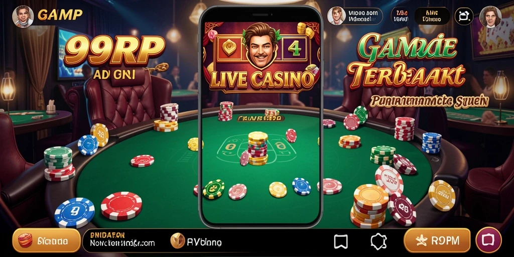 Tampilan layar permainan Live Casino dengan dealer profesional.