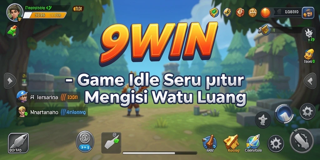 Tampilan layar utama gameplay 9WIN yang menampilkan karakter-karakter dalam aksi Idle.