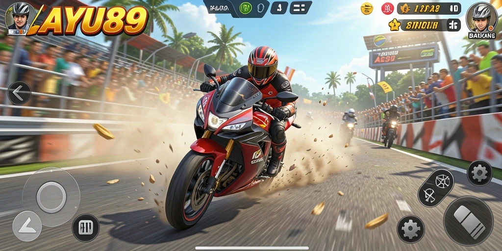 Tampilan penuh aksi dari gameplay AYU89 yang mendebarkan.