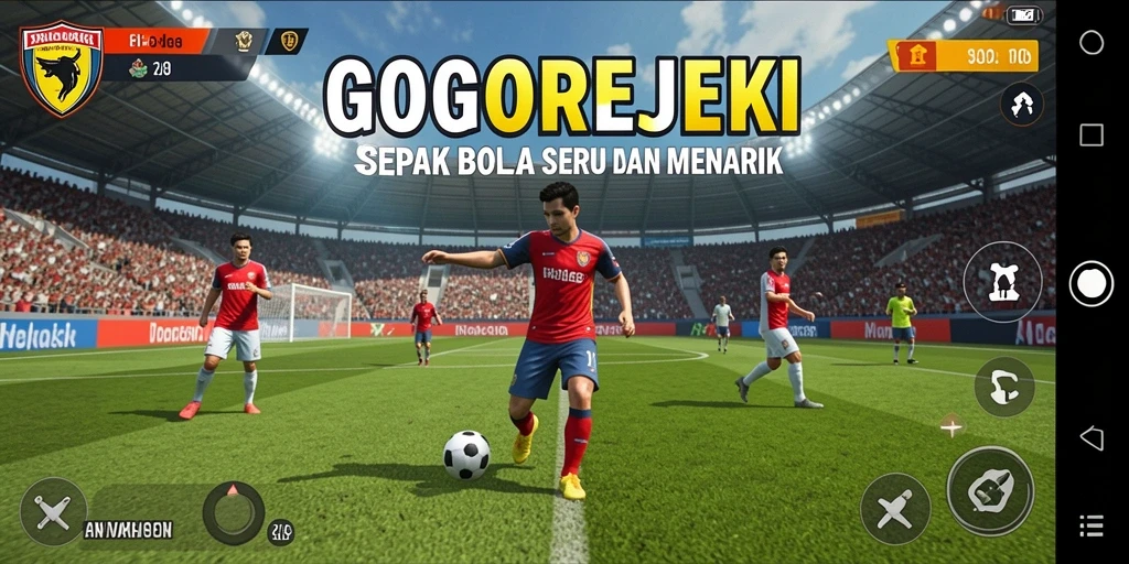 Gameplay mendebarkan dalam GOGOREJEKI saat berkompetisi di lapangan.