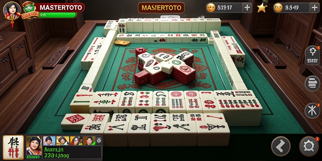 Screenshot gameplay MASTERTOTO menampilkan suasana permainan Mahjong yang seru.