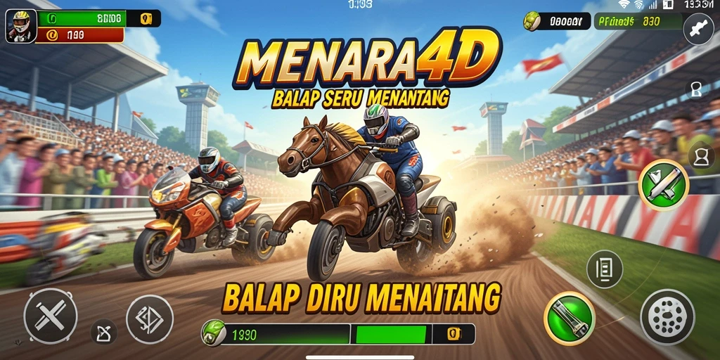 Tampilan gameplay intens dan seru dari MENARA4D saat balapan.