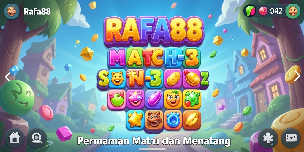 Tampilan gameplay RAFA88 yang menarik dan penuh tantangan Match-3.